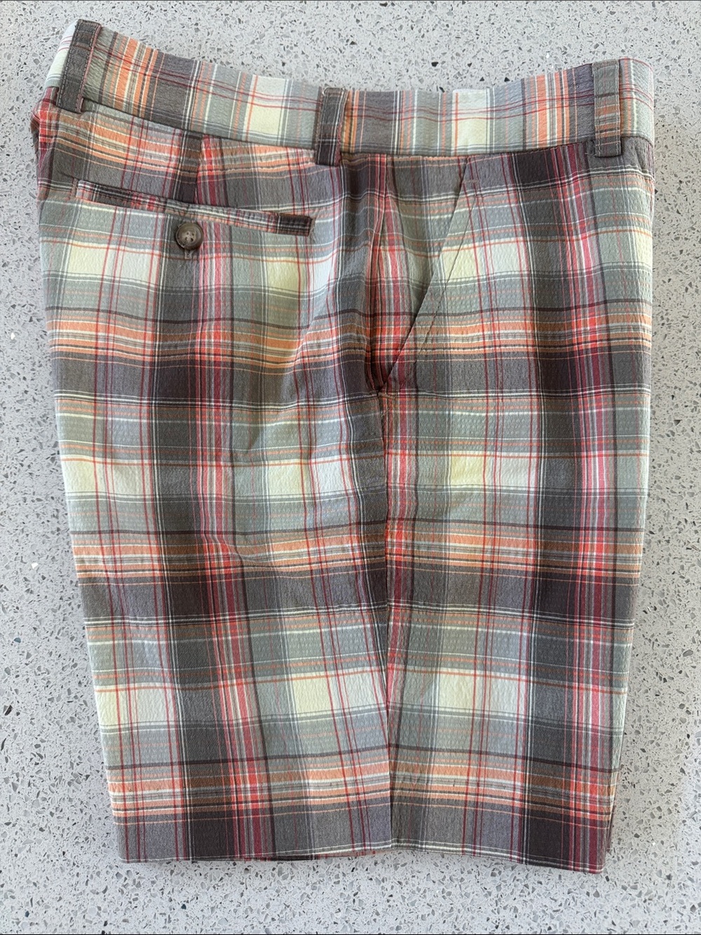 Mr Turk Plaid Cotton Blend Short in Brown, Olive & Rust